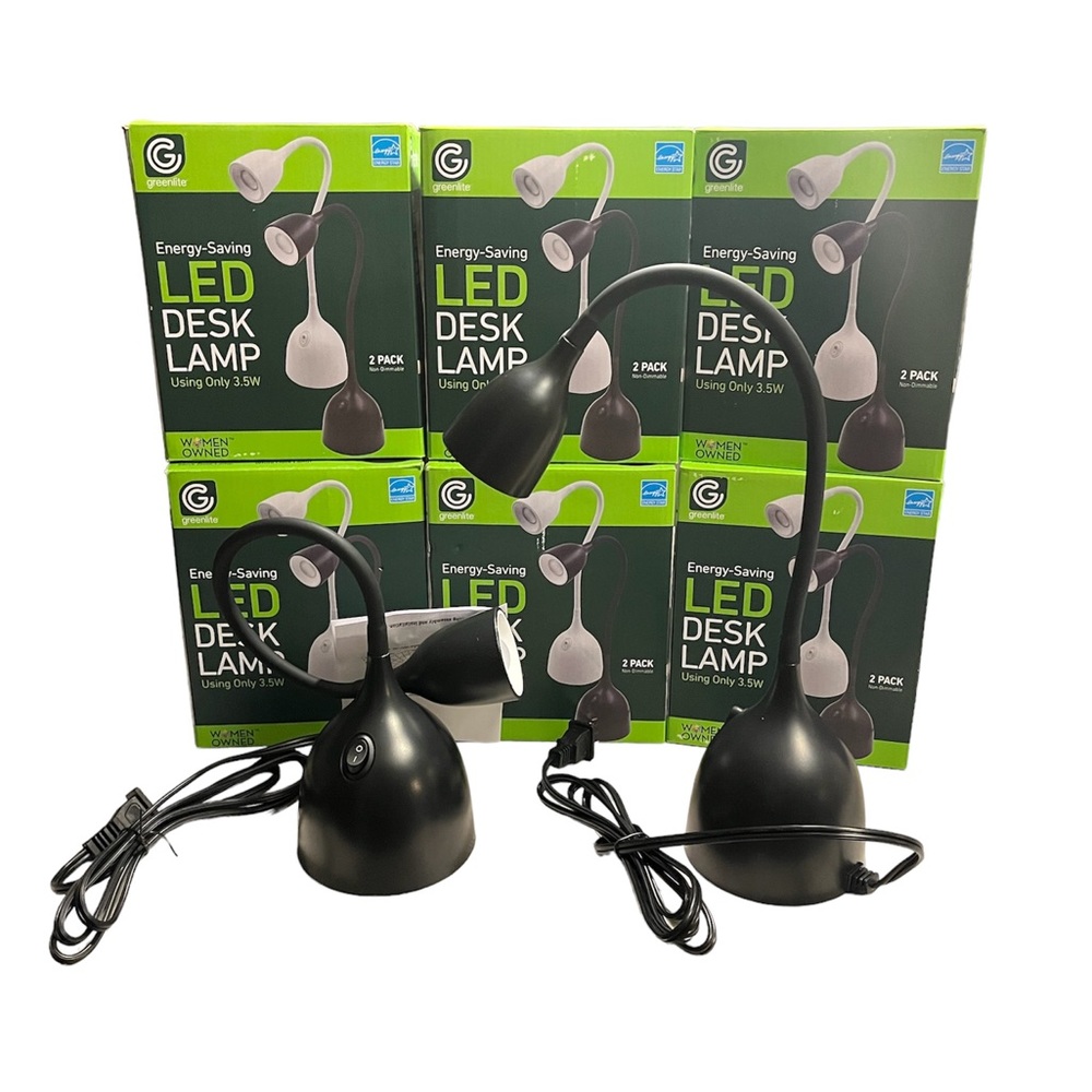 2 Pack-Greenlite - Energy Saving LED Flexible desk lamps. Brand new!  30,000hrs